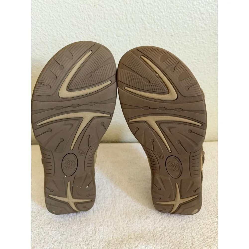 Earth Spirit Women's Brown Suede Velkro Strap Sandals Gelron Cushion Size 10